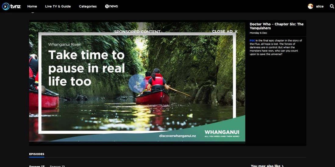 TVNZ Ad On Pause